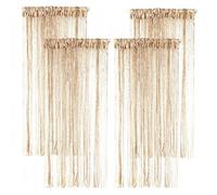 Glitter String Curtains, 4 Pcs 39.4 x 78.7 in / 100 x 200 cm Hanging Fringe Room Divider, Boho Door Tassel Curtains, Sparkling Hippie Style for Doorways and Interior Decor, Champagne
