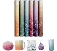 Glitter Sublimation Transfer Ink Sheets for Cricut Heat Press Machine,Ombre Infusible Sheets for Blanks Mug Tumbler T-Shirt Tote Bag,6 Sheets 12x10inch