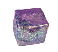 Glitter Sugar Cube Squeezer, 5.3cm Translucent Sparkle Stress Cube, Soft Stretchy Sensory Tool with Shimmer Particles for Anxiety Relief, Calming Focus & Tension Reduction(Lila)