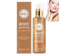 Glitter Sunscreen Oil with Coconut, SPF 45 Broad Spectrum, Body Shimmer Oil, Lightweight Non-Sticky, Water Resistant, Glowing Results, Glitter Sunscreen for Body & Face, 100ml (1)