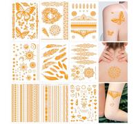 Glitter Tattoos, Festival Tattoos, Gold Temporary Adults, Stickers Women's Halloween, Accessories, Children's Adhesive Tattoos, Sticking Tattoo Accessories, for Flash for Gluing Metallic Party