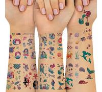 Glitter Tattoos for Kids 12 Sheets, Unicorn Kids Tattoo Stickers Temporary Tattoo Stickers for Boys Gilrs Party Bag Fillers Favours, Children Birthday Decorations Class Games Toys (Mermaid)