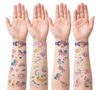Glitter Tattoos for Kids 12 Sheets, Unicorn Kids Tattoo Stickers Temporary Tattoo Stickers for Boys Gilrs Party Bag Fillers Favours, Children Birthday Decorations Class Games Toys (Unicorn)