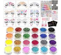 Glitter Tattoos for kids, Glitter tattoo kit, Face Gems, Rhinestones, Temporary Tattoos, Face glitter festival, face gems stick on, festival accessories, face gems for festivals,girls birthday present