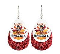 Glitter Teardrop Thanksgiving Earrings Sparkle Pumpkin Pie Turkey Thanksgiving Drop Earrings for Women Autumn Party Earrings Jewelry, Zinc, No Gemstone