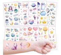 Glitter Temporary Tattoos for Kids, 10 Sheets Space Transfer Tattoos for Boys Girls, Party Bag Fillers, Party Supplies, Small Gifts