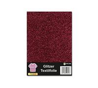 Glitter Textile Film for Plotter 48 Colours DIN A4 Sheet 30 x 20 cm Plotter Film on Fabrics Clothing T-Shirt Glitter Film Flex Film DIY Accessories (1 Sheet, G0016 Burgundy)