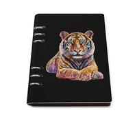 Glitter Tiger Portable Refillable Notebook A5 Binder 6 Ring Planner Book Cover PU Leather Notebooks with 90 Sheets Paper