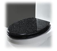 Glitter Toilet Seat with Soft Close Quick Release, Seat with 360 Degree Adjustable Stainless Steel Hinge, Easy Installation(Black)