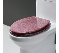 Glitter Toilet Seat with Soft Close, Resin Construction, Round Shape, Quick Release, Easy to Clean - Glamorous Bathroom Decor