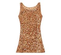 Glitter Top for Women Fashion Slim Fit Glamorous Tank Tops Sleeveless Sparkly Camisole Glitzy Glamorous Shining Ladies Top Sequin Blouses Shirt BasicTunic Summer Vest Going Out Clothes (Gold, A)