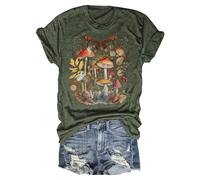 Glitter Top Silver Summer Women's Printed Cotton Feel Short Sleeve T-Shirt Casual Crew Neck T-Shirt Satin Trousers Women's Elegant, Army Green, S