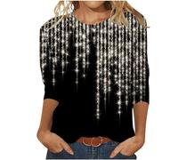 Glitter Tops Women's 3/4 Sleeve Sequin Pullover Fashionable Shiny Long Sleeve Batik Colour Gradient Jumper Sparkly O-Neck Blouse Slim Basic Tops Plus Szie Glitter Tunic Partywear, A13 Silver, XL