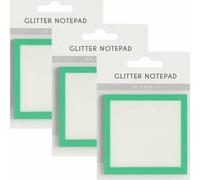 Glitter Transparent Sticky Notes,Clear Post It Notes Pastel, Cute Self Adhesive Note Memo Pads, See Through Notes, Small to Do List, School and Office Supplies (Green*3)