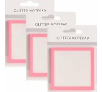 Glitter Transparent Sticky Notes,Clear Post It Notes Pastel, Cute Self Adhesive Note Memo Pads, See Through Notes, Small to Do List, School and Office Supplies (Pink*3)