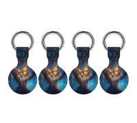 Glitter Tree Glowing Butterfly Wings Funny GPS Cases Holder with Key Chain Ring Protective Cover Compatible with Airtag 4PCS