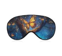 Glitter Tree Glowing Butterfly Wings Printed Sleep Mask for Unisex Adult Soft Night Blindfold with Adjustable Strap