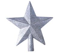 Glitter Tree Top Star Decoration, 20cm Star Tree Topper Christmas Decoration Glittered Star Christmas Tree Topper for Christmas Tree Ornament, Silver