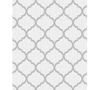 Glitter Trellis Wallpaper White Silver Metallic Sparkle Geometric YL Crystal