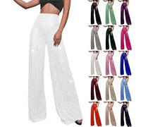 Glitter Trousers Women's Long Gold Sequin Trousers Silver Sequin Trousers Long Palazzo Trousers Shiny Trousers High Waist Jogging Bottoms Long Yoga Trousers Carnival Costume New Year's Eve Outfit