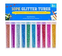 Glitter Tubes 10pk Kids Craft Glitter Shaker for Arts and Crafts, Slime, Wax Melts, Body Makeup, Nail Arts - Assorted Colours, Non-Toxic, Safe CE Marked