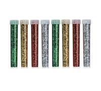 Glitter Tubes for Arts and Crafts, Assorted Colours, Card Making Supplies (Green, Gold, Red, Silver)