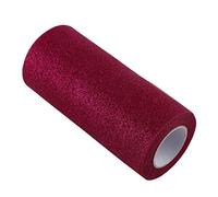 Glitter Tulle Roll, Gold Glitter Tulle Fabric Rolls 6 Inch 25 Yards Sparkling Spool Ribbon Sequin Netting for Costumes, Wedding, and Party Decorations (D19 Wine red + Dark red Onion)