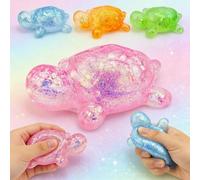 Glitter Turtle Stress Balls for Adults, Stress Relief Sensory Squeeze Balls for Adults Party Favors Classroom Prizes Easter Basket Stuffers Birthday Gifts for Autism ADHD Anxiety (4 Color 4pcs)