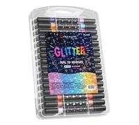 Glitter Twin-Tip Markers, Upgraded Flexible Fiber Tip, 12/24/36/48 Pack (24/48/72/96 Colors), Smooth Quick-Drying Pens for Coloring, DIY Crafts & Cards (H, One Size)