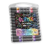 Glitter Twin-Tip Markers, Upgraded Flexible Fiber Tip, 12/24/36/48 Pack (24/48/72/96 Colors), Smooth Quick-Drying Pens for Coloring, DIY Crafts & Cards (F, One Size)