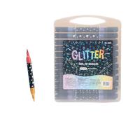 Glitter Two End Markers Pen in Storage Case for Journaling, Drawing, Coloring, Card Making, Classroom Art Hand Projects Glitter Marker Pens Two Tip Art Supplies Journaling Sketch Lettering Coloring