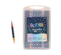 Glitter Two End Markers Pen in Storage Case for Journaling, Drawing, Coloring, Card Making, Classroom Art Hand Projects Glitter Marker Pens Two Tip Art Supplies Journaling Sketch Lettering Coloring