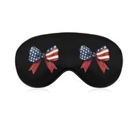 Glitter U.S. Flag Bowknot Fashion Eye Mask Printed Sleep Masks Soft Unisex Blackout Covering with Adjustable Strap