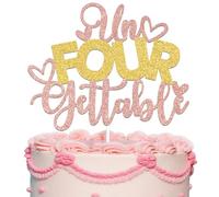Glitter Un Four Gettable Cake Topper,Unfourgettable 4th Birthday Cake Decoration,Children's 4th Birthday Party Decoration Supplies Rose Gold