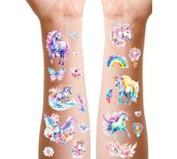 Glitter Unicorn Temporary Tattoos for Kids, 12 sheets Transfer Tattoo for Girls Party Bag Fillers Supplies, School Rewards