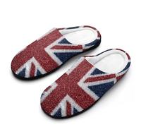 Glitter Union Jack UK Flag Funny Women's Cotton Slippers Shoes Novelty Soft Non-Slip Sole Home Shoe