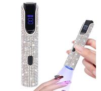 Glitter UV Light for Gel Nails : 12W LCD Screen Handheld UV Nail Lamp, Portable LED Nail Lamp Dryer, 8X-Faster Cure LED Flash Cur-e Lamps for Gel Nails Flash Cure Light for Home Salon Use (Silver)