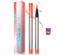 Glitter UV Neon Eyeliner Pen with Fine Tip - Long Lasting Water Based Face Paint for Vibrant Orange Glow in Dark Makeup Effects, Party Makeup, Festival & Halloween Costume