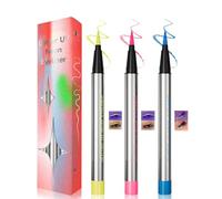 Glitter UV Neon Eyeliner Set for Paint & Eye Makeup - Fine-Tip Liquid Formula in Vibrant Yellow, Pink & Blue, Quick-Dry Glow Pens for Festival, Party & Creative Face Art, 3 PCS Glittering Liners