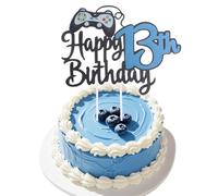 Glitter Video Game Cake Topper, 13th Birthday Cake Topper, Glittery Video Game Theme, Teenager Game On with Controllers Cake Decoration for Thirteen Years Old Party Supplies & Kids Favors