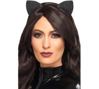 Glitter Vinyl Cat Ears, Black