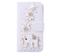 Glitter Wallet Case for iPhone 11 Pro Max Luxury Bling Rhinestones Diamonds Pattern and PU Leather Magnetic Flip Cover with Card Slots Holders Wallet Case - White2