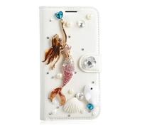 Glitter Wallet Case for iPhone 14 Plus Luxury Bling Rhinestones Diamonds Pattern and PU Leather Magnetic Flip Cover with Card Slots Holders Wallet Case - White8