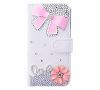 Glitter Wallet Case for Samsung Galaxy A35 5G Luxury Bling Rhinestones Diamonds Pattern and PU Leather Magnetic Flip Cover with Card Slots Holders Wallet Case - White1