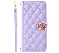 Glitter Wallet Suitable for Realme narzo 20A/Realme narzo 10 Case Bling Diamond Case Purple Glitter Rhombus PU Leather Cover Luxury Handmade 3D Love Diamond Buckle Girl's Phone Flip Wallet Case