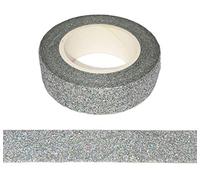 Glitter Washi Tape Decorative Craft Self Adhesive Stick On Sticky Glitter Trim (Iridescent Silver)