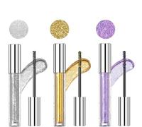 Glitter Waterproof Mascara Set - 3pc Silver, Golden & Purple Shades for Colorful & Shiny Festival Eye Makeup, Colored Mascara for Glittery Lashes