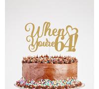 Glitter when you're 64 Cake Topper, Happy 64th Birthday Cake Decor, 64 & Fabulous Cheers to 64 Years Old Birthday Party Supplies Gold