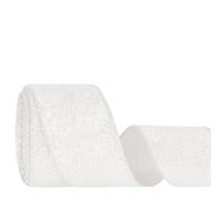 Glitter Wired Ribbon for Christmas Tree Decorations, Gift Wrapping, Bow Making, Wreath, Garland,DIY Crafts, Wedding Home Decor, 6.3cm x 10Yards (White)