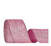 Glitter Wired Ribbon for Christmas Tree Decorations, Gift Wrapping, Bow Making, Wreath, Garland,DIY Crafts, Wedding Home Decor, 6.3cm x 10Yards (Pink)